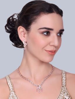 Estele - Mayura - Morbagh Mint Pink Peacock Necklace with Earrings