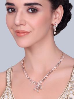 Estele - Rajani - Morbagh White Peacock Necklace with Earrings