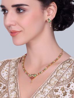 Estele - Ranjika - Morbagh Multi-Color Peacock Necklace with Earrings