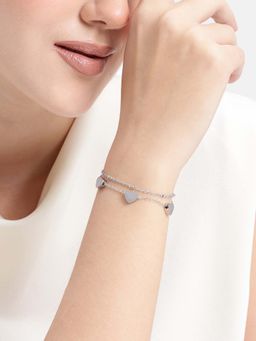 Carlton London - Silver Plated and Heart Multistrand Bracelet