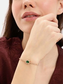 Carlton London - Gold Plated Green CZ Charm Bracelet