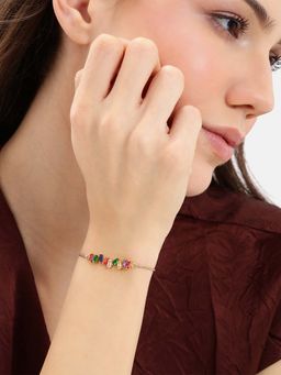 Carlton London - Multi-Color Gold Plated CZ Color Pop Crystal Adjustable Bracelet