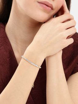 Carlton London - Gold Plated Minimal White CZ Tennis Bracelet