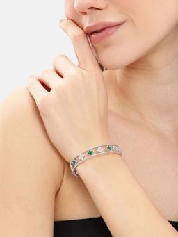 Carlton London - Multi-Color Premium Silver-Plated CZ Clover Cuff
