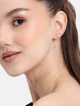Carlton London - 18kt Gold Plated White CZ Floral Drop Earrings