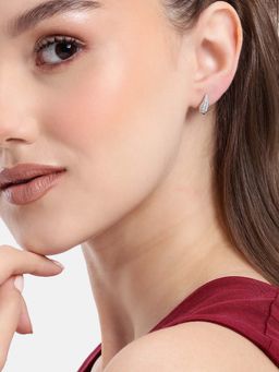 Carlton London - Rhodium Plated Silver Mini Teardrop Stud Earrings