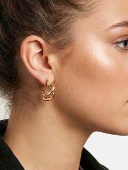 Carlton London - Genz 18kt Gold Plated Contemporary Half Hoop Earrings