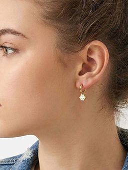Carlton London - Genz 18kt Gold Plated White Enamel Snowflake Mini Hoop Earrings
