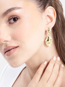 Carlton London - 18kt Gold Plated Contemporary Drop Earrings