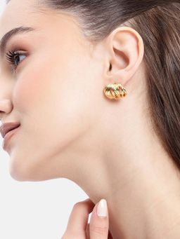 Carlton London - 18kt Gold Plated Contemporary Spiral Half Hoop Earrings