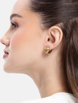 Carlton London - 18kt Gold Plated Heart Mini Hoop Earrings