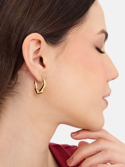 Carlton London - Gold Plated Sculpted Half Hoop Earrings