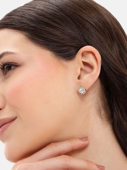 Carlton London - Gold Plated White CZ Stud Earrings