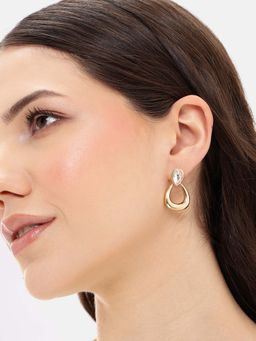 Carlton London - Gold Plated Tear Drop White CZ Drop Earrings