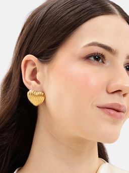 Carlton London - Gold Plated Bold Heart Stud Earrings