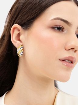 Carlton London - Multi-Color Premium Double Toned Plated Bold Stud Earrings