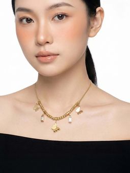 Carlton London - 18kt Gold Plated White CZ Multiple Butterfly Charm Necklace