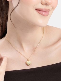 Carlton London - 18kt Gold Plated Puffy Heart Necklace