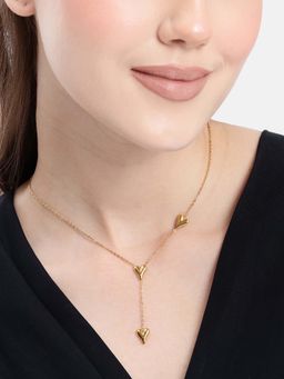 Carlton London - 18kt Gold Plated Dangling Heart Lariat Necklace