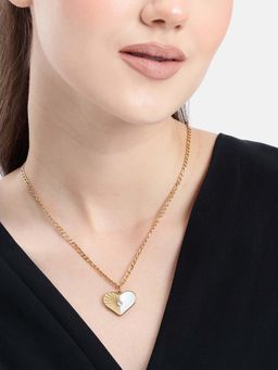 Carlton London - 18kt Gold Plated White CZ Shell Heart Necklace