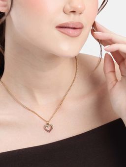Carlton London - Multi-Color 18kt Gold Plated CZ Heart Necklace