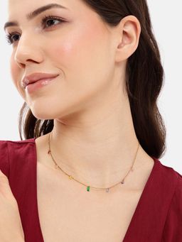 Carlton London - Gold Plated Multi-Color Stone Accent Necklace