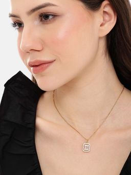Carlton London - Gold Plated White CZ Square Necklace