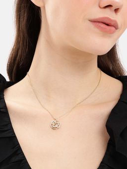 Carlton London - Gold Plated White CZ Floral Necklace