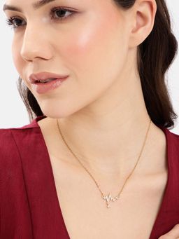 Carlton London - Gold Plated White CZ Lifelines Star and Heart Necklace