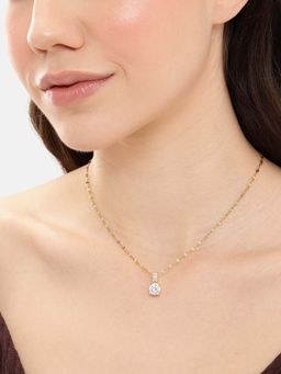 Carlton London - Gold Plated White CZ Solitaire Necklace