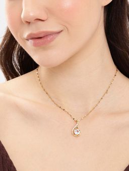 Carlton London - Gold Plated White CZ Solitaire Necklace