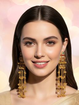 OOMPH - Multi-Color Long Kashmiri Ghungroo Detailing Dangler Earrings
