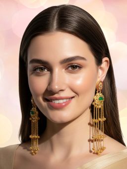 OOMPH - Multi-Color Long Kashmiri Floral Design with Ghungroo Dangler Earrings