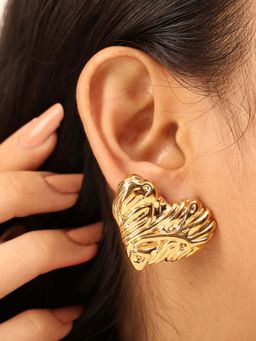 OOMPH - Gold Heart Shape Stud Earrings