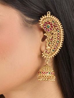 OOMPH - Multi-Color Peacock Design with Kemp Sear Cuff Earrings