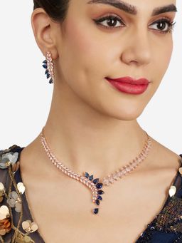 Zaveri Pearls - Multi-Color Cubic Zirconia Necklace and Earrings
