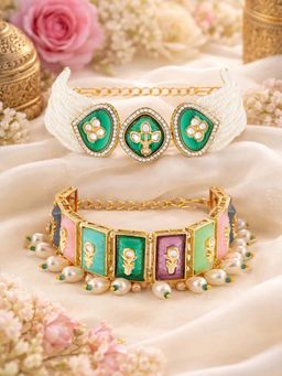 Zaveri Pearls - Multi-Color Stones and Beads Embellished Bracelets (Pack of 2)