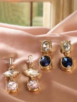 Zaveri Pearls - Multi-Color Stones Contemporary Drop Earrings (Pack of 2)