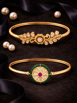 Zaveri Pearls - Multi-Color Gold Tone Contemporary Stones Beads Kadas (Pack of 2)