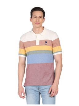 U.S. POLO ASSN. - Men Multi Colour Cotton Horizontal Polo T-Shirt