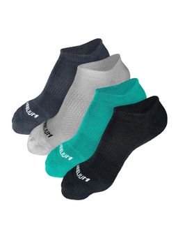 Heelium - Bamboo Zero Ankle Socks for Men - Odourfree - 4 Pairs - Light Grey - Teal - Grey - Black