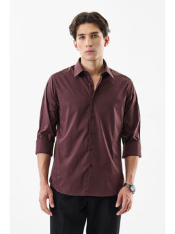Snitch - Burgundy Solid Full Sleeves Slim Formal Shirt for Men