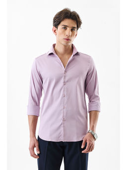 Snitch - Lilac Solid Full Sleeves Slim Formal Shirt for Men-Lavender