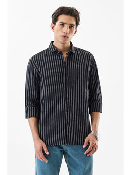 Snitch - Black Stripes Full Sleeves Regular Casual Shirt for Men