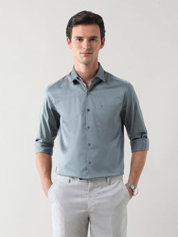 Arrow - Men's Solid Manhattan Slim Fit Shirt-Grey