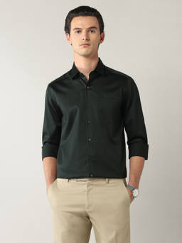 Arrow - Men's Solid Manhattan Slim Fit Shirt-Green