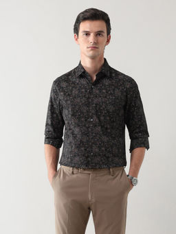 Arrow - Men's Manhattan Slim Fit Floral Printed Shirt-Black