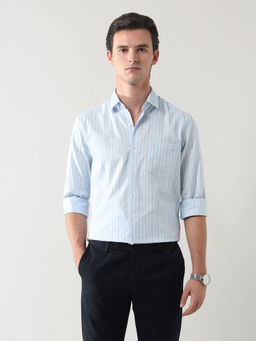 Arrow - Men's Manhattan Slim Fit Grid Tattersall Checked Shirt-Blue