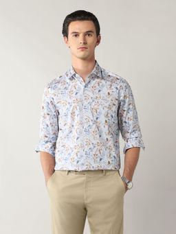 Arrow - Men's Manhattan Slim Fit Satin Shirt-Blue