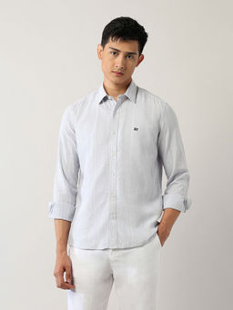 Arrow Sports - Men's Vertical Striped Dobby Shirt-Grey